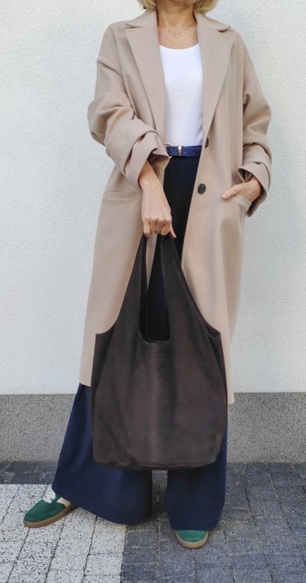 Zamszowy czekoladowy worek Vera Pelle