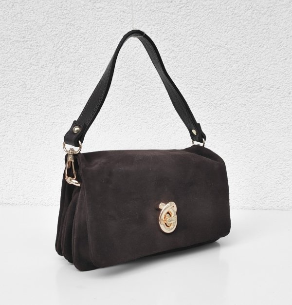 Mini zamszowa czekoladowa listonoszka Vera Pelle