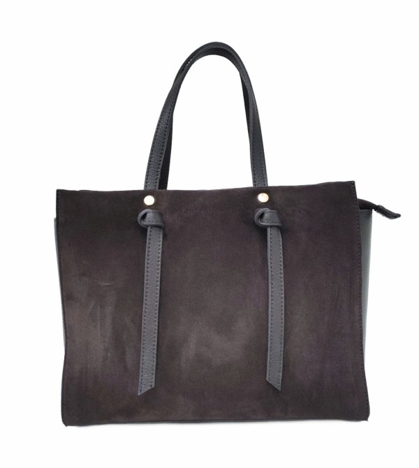 Klasyczna modna torebka zamszowa czekoladowa espresso