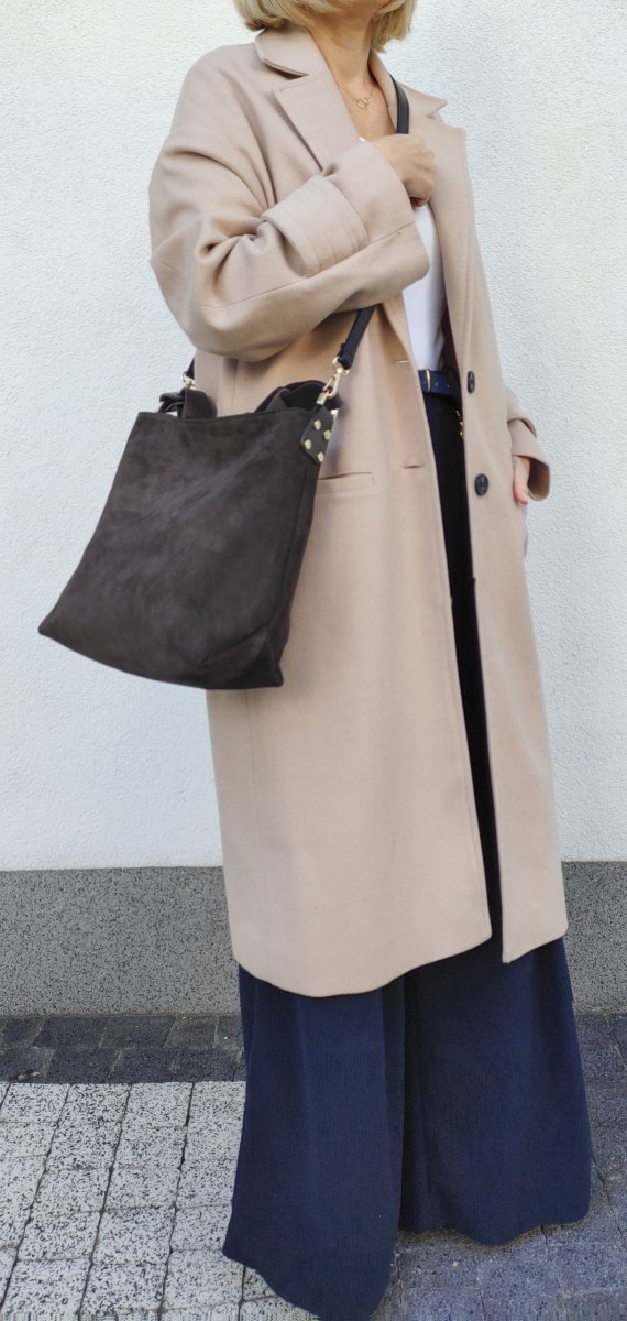 Torebka worek listonoszka torebka zamszowa czekoladowa Espresso