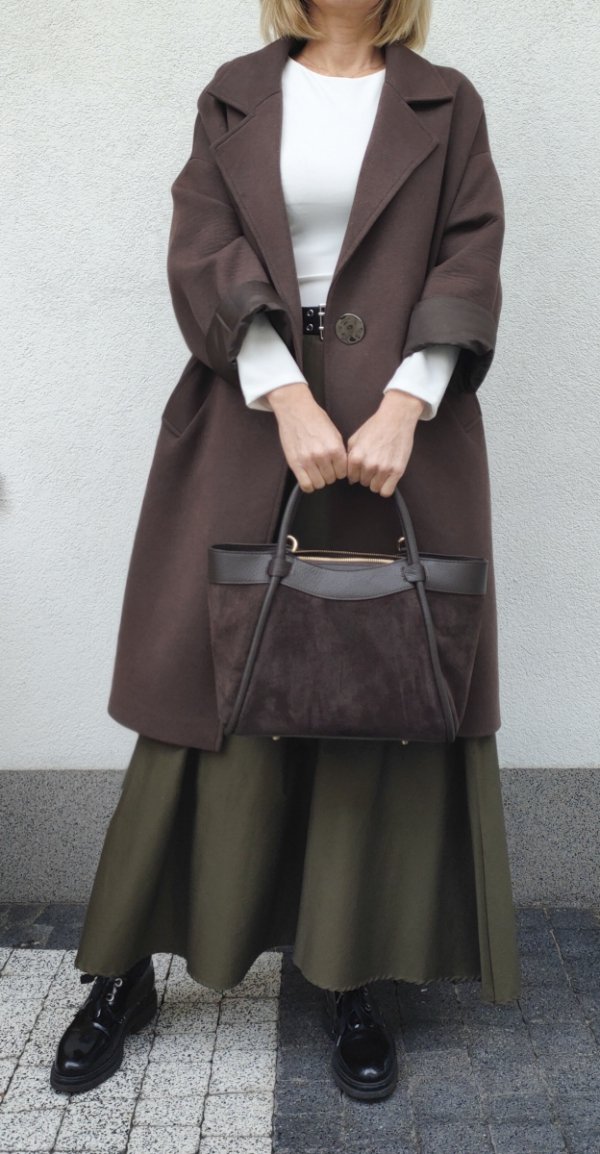 Klasyczna zamszowa torebka kuferek brązowa czekoladowa