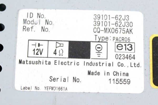 RADIO ORYGINAŁ SUZUKI SWIFT 08 3910162J30