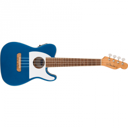 Fender Fullerton Tele Uke Walnut Fingerboard White Pickguard Lake Placid Blue