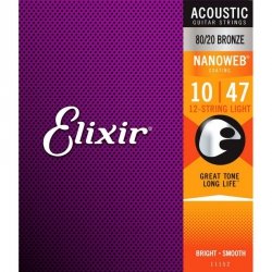 ELIXIR 10-47 BRONZE Light struny do 12-strunowej gitary