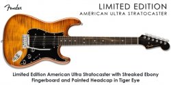 Fender Limited Edition American Ultra Stratocaster with Streaked Ebony Fingerboard and Painted Headcap in Tiger Eye