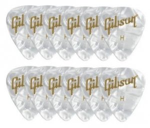 Gibson Pearloid White Picks 12 pack Heavy kostki gitarowe APRW12-74H