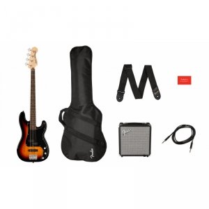 Squier PJ Bass LRL 3TS Rumble 15 gitara basowa wzmacniacz zestaw komplet pack