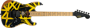 EVH Limited Edition Striped Series Frankenstein Frankie Maple Fingerboard Black with Yellow Stripes Aged