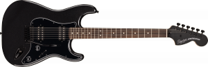 Squier FSR Affinity Stratocaster HH Laurel Fingerboard Black Pickguard Black Hardware Matching Headstock Metallic Black