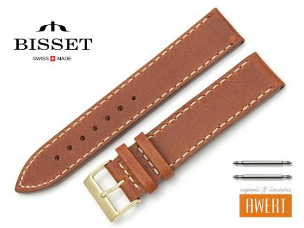 Pasek skórzany do zegarka 20 mm BISSET BS109 brązowy