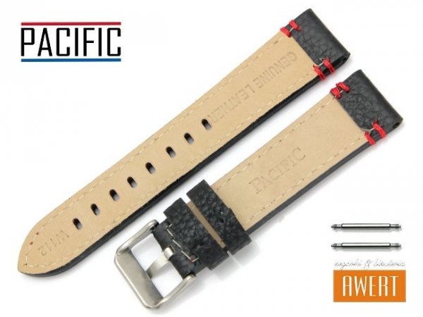 PACIFIC 22 mm pasek skórzany W112 czarny W112-1RE-22