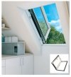 Ausstiegsfenster Fakro PWP U5 PVC  Kunststoff, weiß, Wohndachausstieg energiesparende Isolierverglasung U3 dachfenster 3-fach Verglasung Uw= W/m2K Dachausstieg mit Türfunktion Dachausstiegsfenster - Dachausstieg - Dachluke - Dachfenster