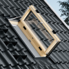 VELUX Wohn- und Ausstiegsfenster GXL 3070 mit Türfunktion FK06 66x118 cm Uw=1,3  Dachfenster GXL aus Holz klar lackiert THERMO Aluminium