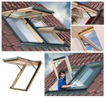 Dachfenster OptiLight VK Klapp-Dachfenster Uw=1,3 mit Klappfunktion aus Holz (mit Dauerlüftung) 78x98 78x118 78x140
