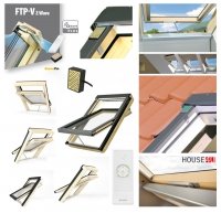 Dachfenster Fakro FTP-V Z-Wave U5 Schwingfenster aus lackiertem Holz, mit 3-fach Verglasung Uw= 0,97 Superenergiesparende<br />, Z-Wave-Fenster, Dauerlüftung V40P topSafe-System, FTP-VELEKTRISCH GESTEUERTE SCHWINGFENSTER 