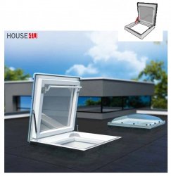 FAKRO Flachdach-Ausstiegsfenster DRG P2 Oberlicht ohne Kuppel,  für Flachdächer mit Glassegment und einbruchhemmendem Verglasungspaket P2 Uw=1,0 W/m2K