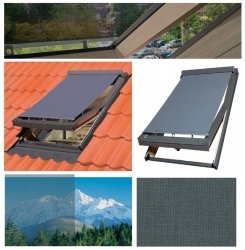 Netzmarkise OptiSol AOM Hitzeschutz-Markise mit Bedienstange für Fakro und Optilight Dachfenster