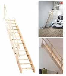 Dolle Raumspartreppe Normandie Massivholztreppe aus Fichte,  Treppenbreite: 77,30 cm, Geschosshöhe: 312,30 cm, 14 Stufen