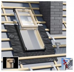 Dachluken Okpol Versa ISWX E2+ 66x98 für Nutzräume Uw=1,2 Dachausstiegsfenster aus Holz SOLID+ - Ausstiegsfenster - Dachausstieg - Dachluke - Dachfenster