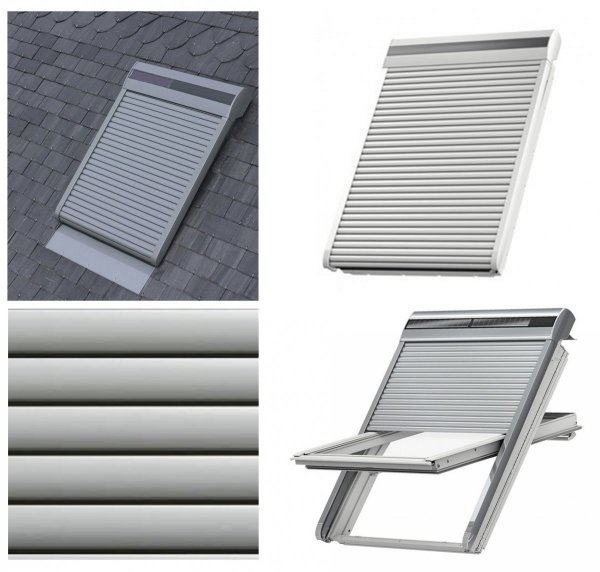 VELUX Dachfenster Außenrollladen SSL 0700S Ausführung Hellgrau INTEGRA® Solar- Rollladen Hellgrau inkl. Fernbedienung / Funk-Wandschalter