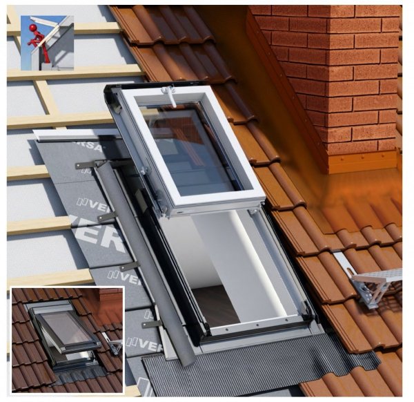 Dachluken Okpol IGWX+ E2 66x98 für Nutzräume Uw=1,2 Dachausstiegsfenster aus Kunststoff SOLID+ PVC - Ausstiegsfenster - Dachausstieg - Dachluke - Dachfenster