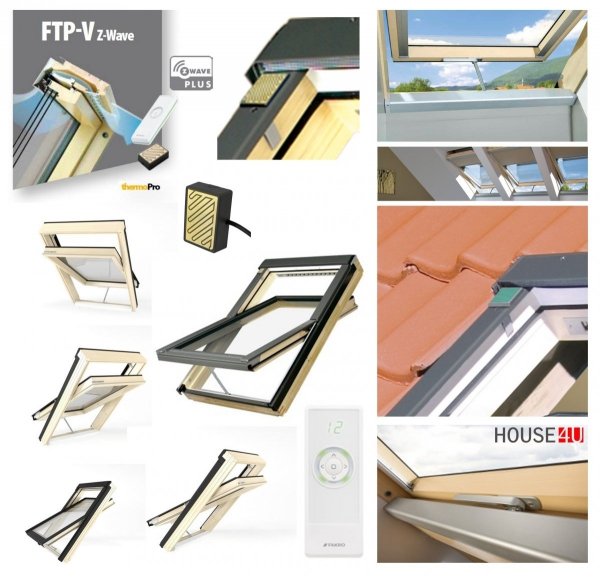Dachfenster Fakro FTP-V Z-Wave U5 Schwingfenster aus Holz