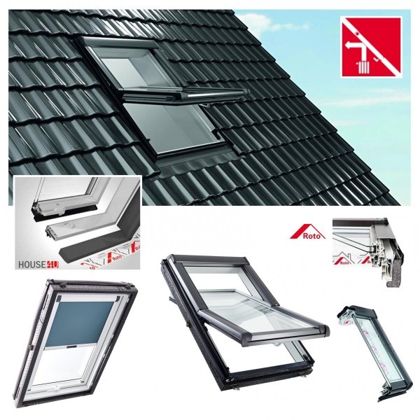 Dachfenster Roto R4 Designo R45 K200 (WDF R45 K WD AL)  Uw=1,3  blueLine Schwingfenster aus Kunststoff mit Wärmedämmblock