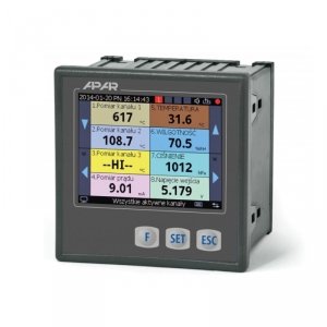 APAR AR207 rejestrator danych uniwersalny wielokanałowy temperatury i sygnałów analogowych ethernet wyświetlacz LCD tablicowy 96x96 mm