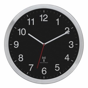 TFA 60.3545.01 zegar ścienny wskazówkowy sterowany radiowo 40 cm czarny, aluminiowa obudowa, XXL