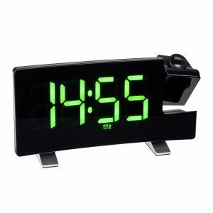TFA 60.5015.04 budzik biurkowy zegar elektroniczny sterowany radiowo z termometrem i projektorem, zielone cyfry