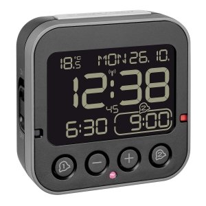 TFA 60.2552.01 budzik biurkowy zegar elektroniczny sterowany radiowo z termometrem i projektorem