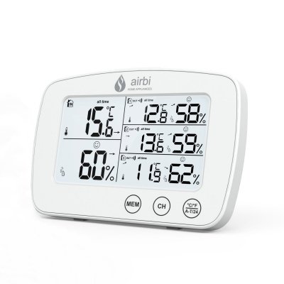 Airbi TRIO termohigrometr bezprzewodowy z 3 czujnikami zewnętrznymi, temperatura wilgotność