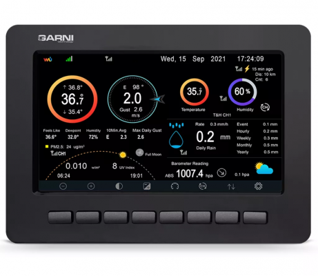 Garni 3055 ARCUS 2GN stacja pogody bezprzewodowa 6 w 1 internetowa WiFi anemometr ultradzwiekowy - ZE ZWROTU