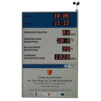 Tablica informacyjna pomiarowa LED wyświetlacz meteorologiczny synoptyczny