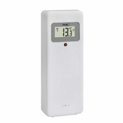 TFA 60.4521.01 zegar elektroniczny ścienny biurowy sterowany radiowo DCF z czujnikiem zewnętrzym  duży 36 cm