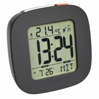 TFA 60.2542.10 budzik biurkowy zegar elektroniczny sterowany radiowo, czarny - OUTLET