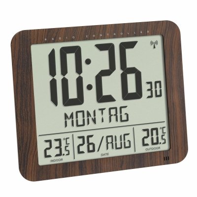 TFA 60.4518.08 zegar elektroniczny ścienny biurowy sterowany radiowo DCF z czujnikiem zewnętrznym temperatury