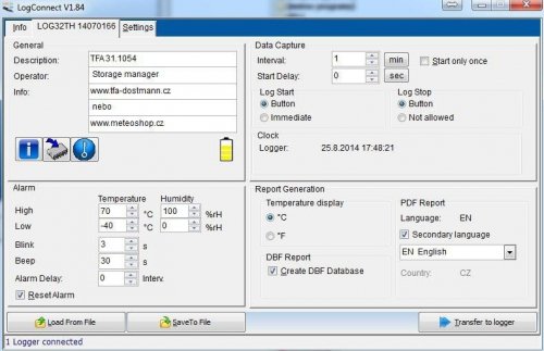 TFA 31.1055 LOG32 T rejestrator temperatury data logger termometr USB do transportu