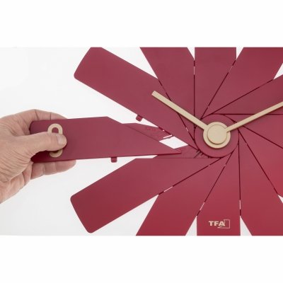 TFA 60.3020.05 zegar ścienny wskazówkowy nowoczesny w pudełku  średnica 40 cm, kolor czerwony