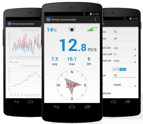 Navis Windy B/SD wiatromierz bezprzewodowy anemometr do smartfona z czujnikiem temperatury