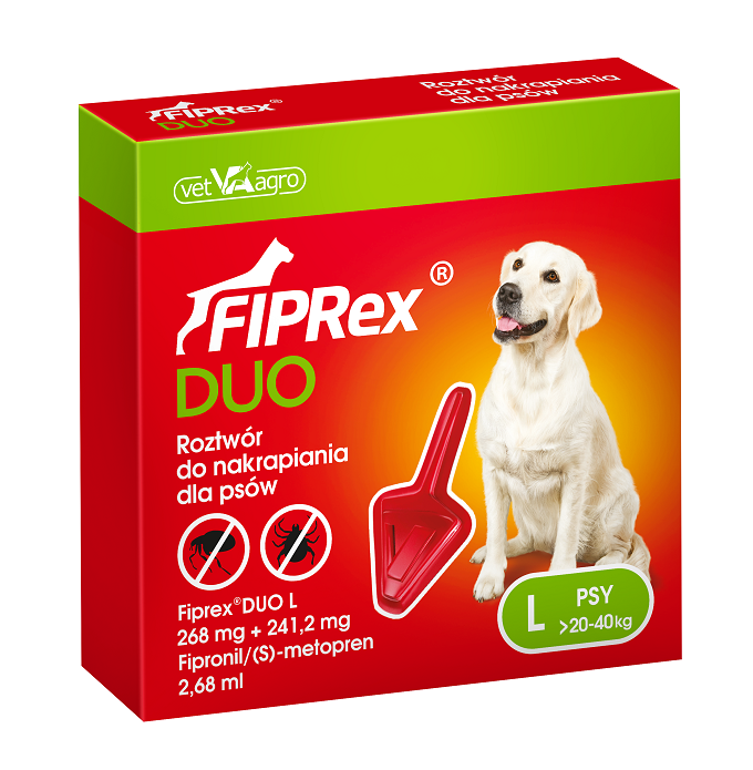 FIPREX DUO Krople przeciw kleszczom i pchłom dla dużych psów (20-40kg)