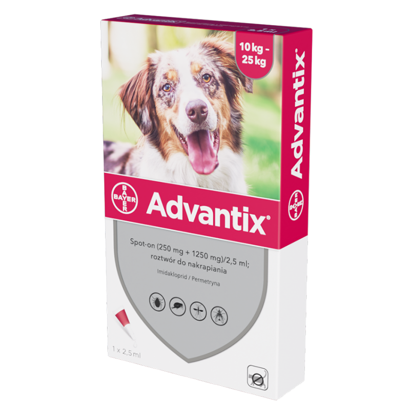 BAYER ADVANTIX dla średnich psów – powyżej 10 do 25kg 1 pipeta