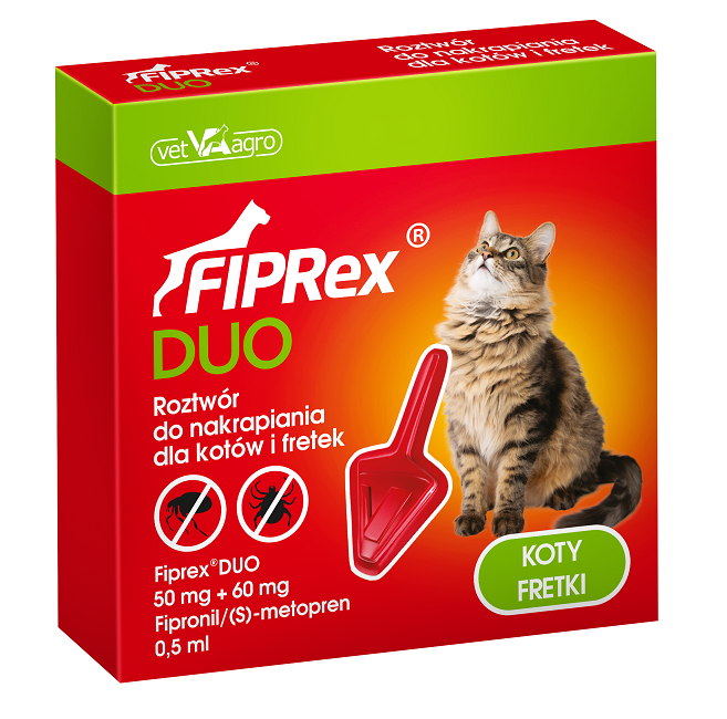 FIPREX DUO Krople przeciw kleszczom i pchłom dla kotów