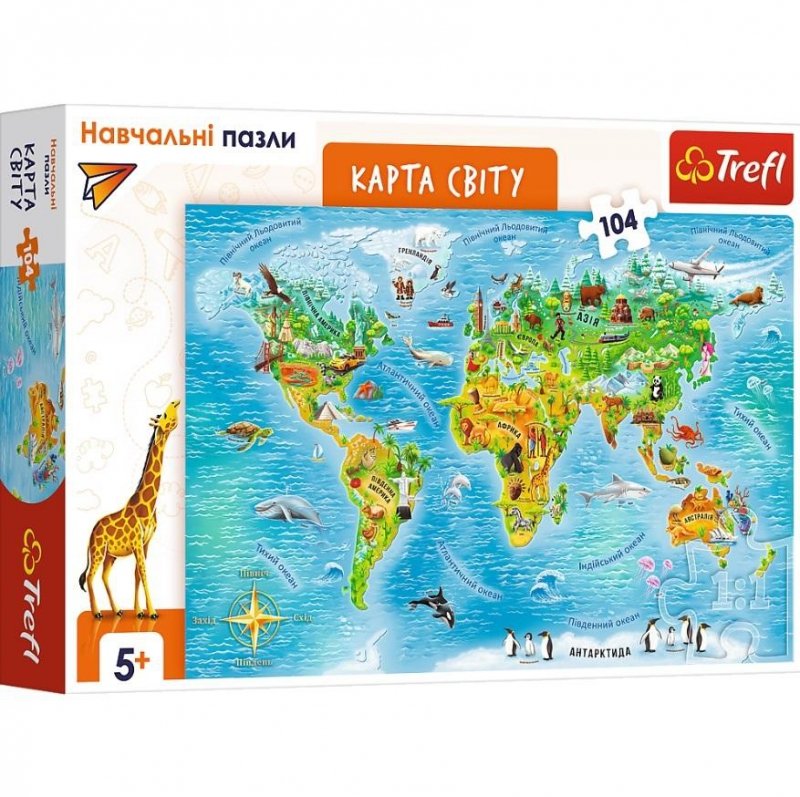 Puzzle edukacyjne 104 Mapa świata UA TREFL