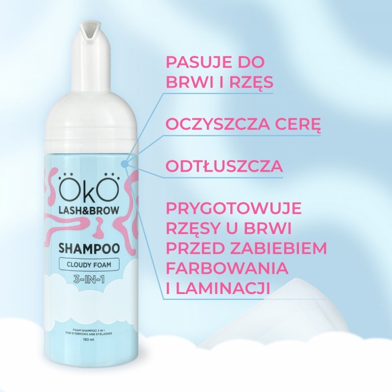 Szampon Cloudy Foam w piance 3 w 1 do brwi i rzęs 150 ml