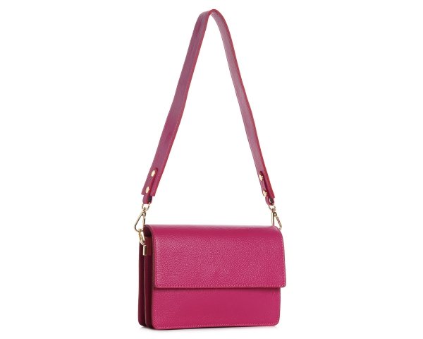 Fuksja skórzana listonoszka torebka damska Solome Ulla na ramię na pasku