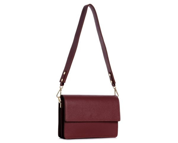 Bordowa skórzana listonoszka torebka damska Solome Ulla na ramię skos