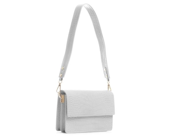 Biała skórzana listonoszka torebka damska na ramię wąż snake skos