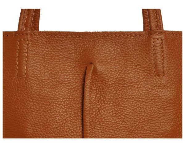 Skórzana torba damska włoska torebka miejska Solome Havana camel detal