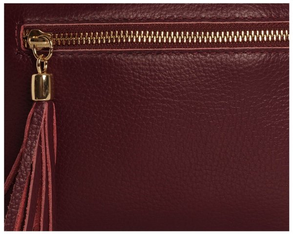 Damska skórzana torebka wizytowa listonoszka Solome Madeira bordowa zamek